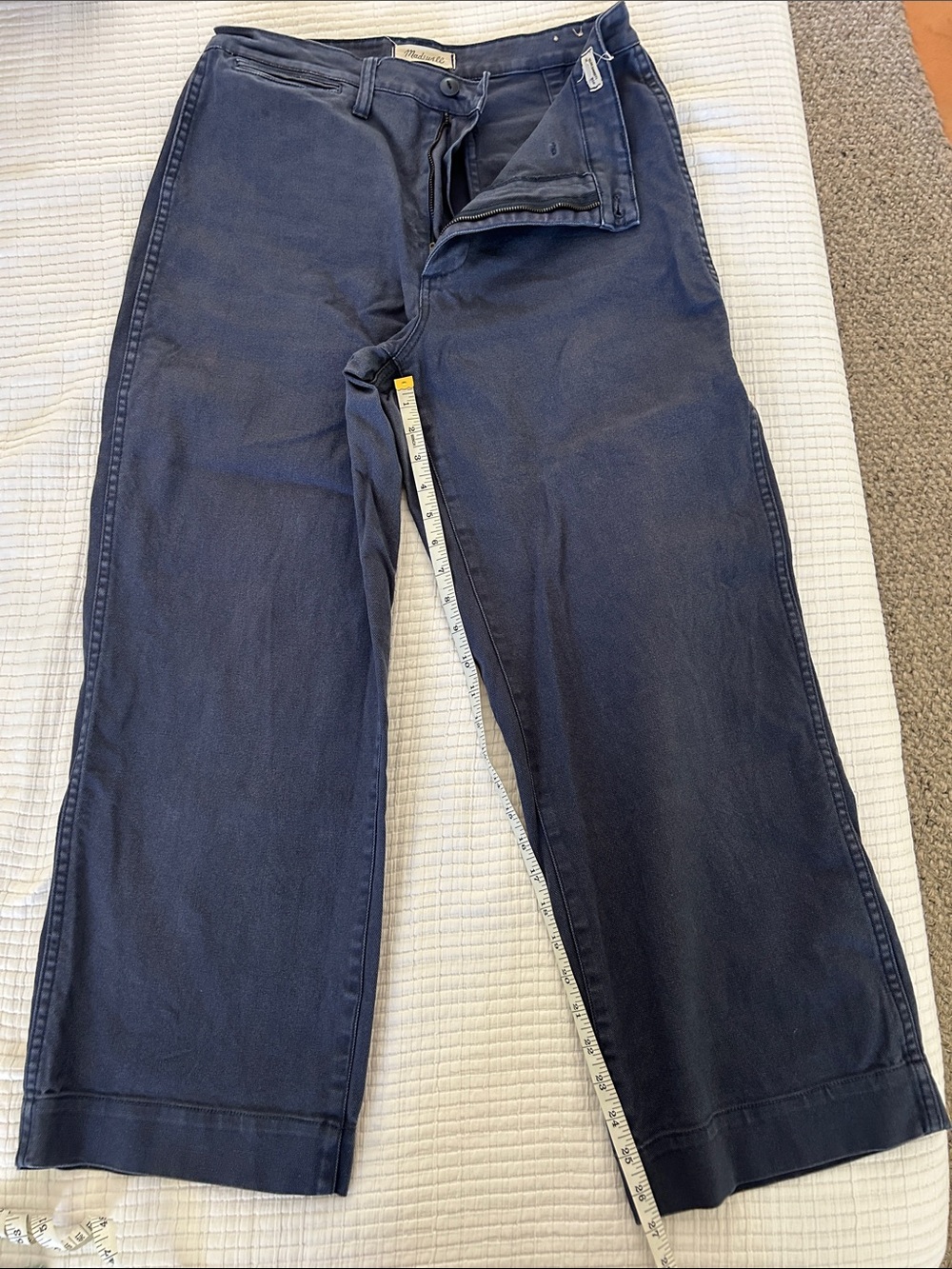 Madewell Slim Emmett Wide-Leg Crop Dark Navy Relaxed Jeans 30T